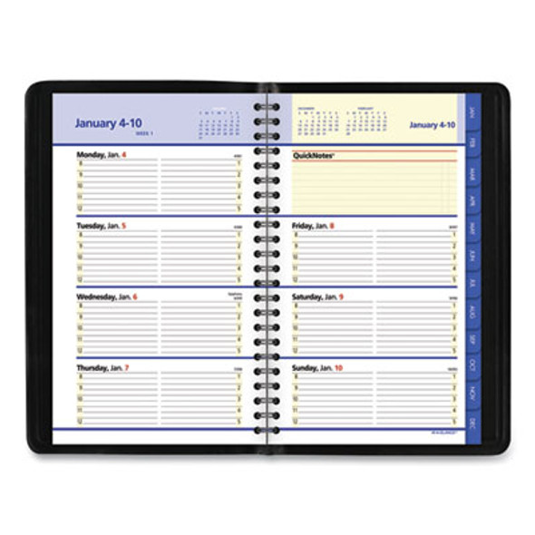 Quicknotes Weekly Block Format Appointment Book, 8.5 x 5.5, Black Cover, 12-Month (Jan To Dec): 2026