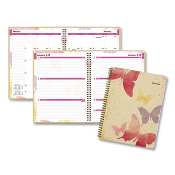 Watercolors Weekly/Monthly Planner, Butterflies Artwork, 11 x 8.5, Multicolor Cover, 12-Month (Jan To Dec): 2026