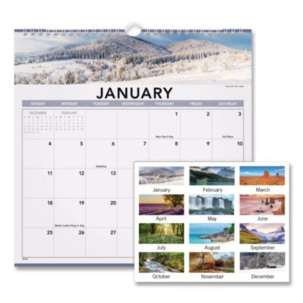 Landscape Monthly Wall Calendar, Landscapes Photography, 12 x 12, White/Multicolor Sheets, 12-Month (Jan To Dec): 2026
