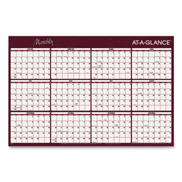 Reversible Horizontal Erasable Wall Planner, 48 x 32, Assorted Sheet Colors, 12-Month (Jan To Dec): 2026