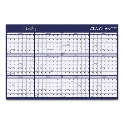 Reversible Horizontal Erasable Wall Planner, 48 x 32, Assorted Sheet Colors, 12-Month (Jan To Dec): 2026