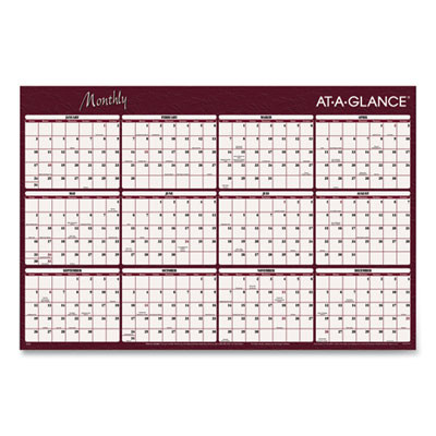 Reversible Horizontal Erasable Wall Planner, 48 x 32, Assorted Sheet Colors, 12-Month (Jan To Dec): 2026