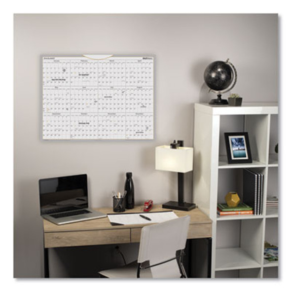 Wallmates Self-Adhesive Dry Erase Yearly Planning Surfaces, 24 x 18, White/Gray/Orange Sheets, 12-Month (Jan To Dec): 2026