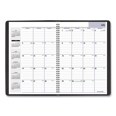 Dayminder Monthly Planner, Academic Year, Ruled Blocks, 12 x 8, Black Cover, 14-Month: July 2025 To Aug 2026