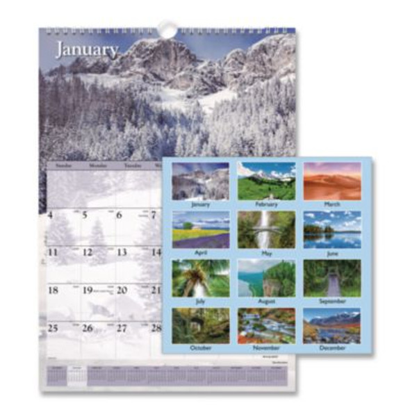Scenic Monthly Wall Calendar, Landscape Photography, 12 x 17, White/Multicolor Sheets, 12-Month (Jan To Dec): 2026