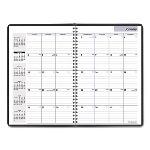Dayminder Monthly Planner, Ruled Blocks, 12 x 8, Black Cover, 14-Month: Dec 2025 To Jan 2027