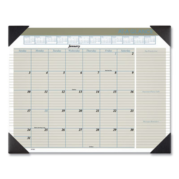 Executive Monthly Desk Pad Calendar, 22 x 17, White Sheets, Black Corners, 12-Month (Jan To Dec): 2026