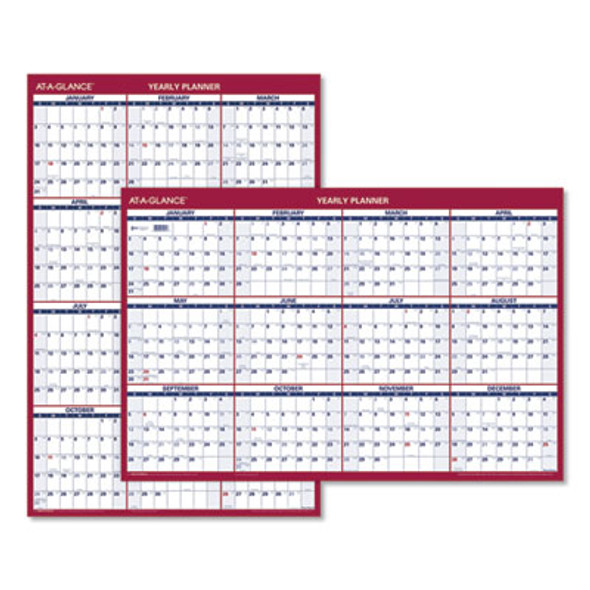 Erasable Vertical/Horizontal Wall Planner, 24 x 36, White/Blue/Red Sheets, 12-Month (Jan To Dec): 2026