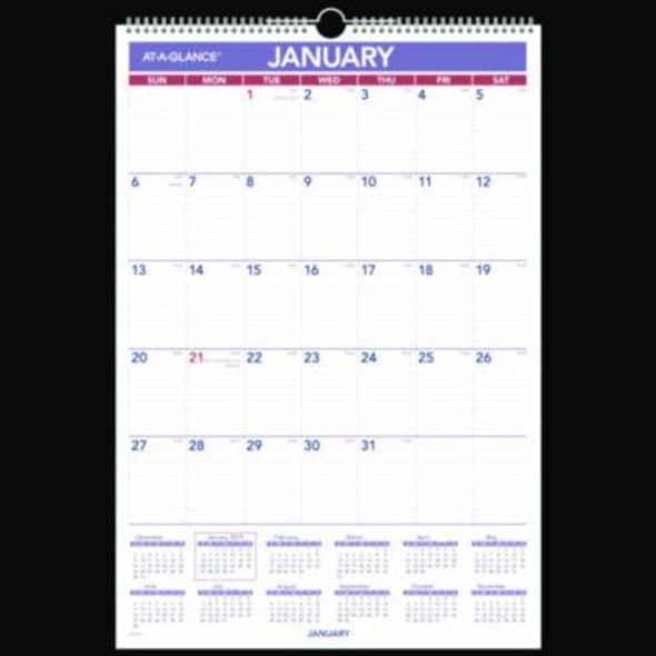 Erasable Wall Calendar, 15.5 x 22.75, White Sheets, 12-Month (Jan To Dec): 2026