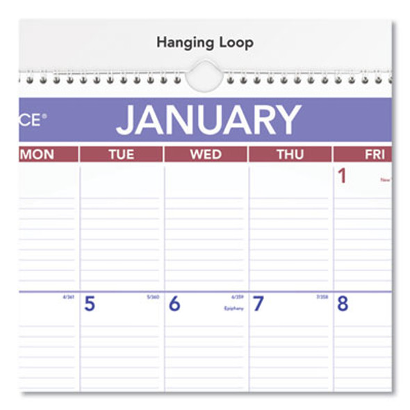 Erasable Wall Calendar, 15.5 x 22.75, White Sheets, 12-Month (Jan To Dec): 2026