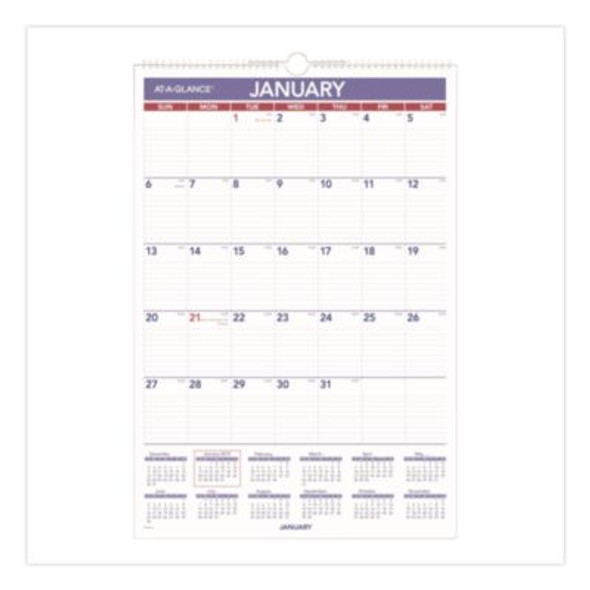 Erasable Wall Calendar, 15.5 x 22.75, White Sheets, 12-Month (Jan To Dec): 2026