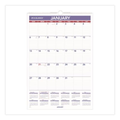 Erasable Wall Calendar, 15.5 x 22.75, White Sheets, 12-Month (Jan To Dec): 2026