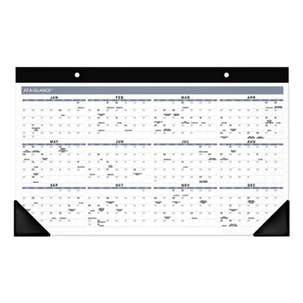 Contemporary Monthly Desk Pad, 18 x 11, White Sheets, Black Binding/Corners,12-Month (Jan To Dec): 2026