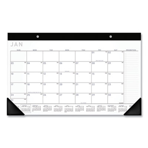 Contemporary Monthly Desk Pad, 18 x 11, White Sheets, Black Binding/Corners,12-Month (Jan To Dec): 2026