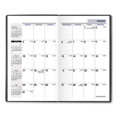 Dayminder Pocket-Sized Monthly Planner, Unruled Blocks, 6 x 3.5, Black Cover, 14-Month: Dec 2025 To Jan 2027