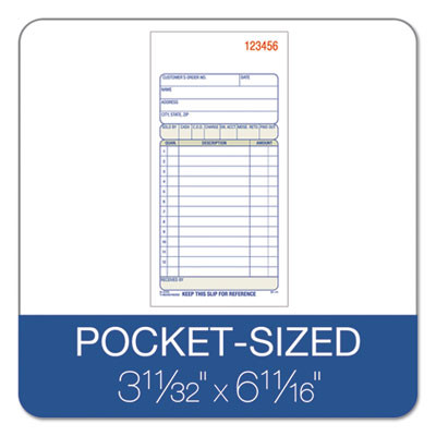 Multipart Sales Order Pad, 12 Lines, Two-Part Carbonless, 3.34 x 6.69, 50 Forms Total