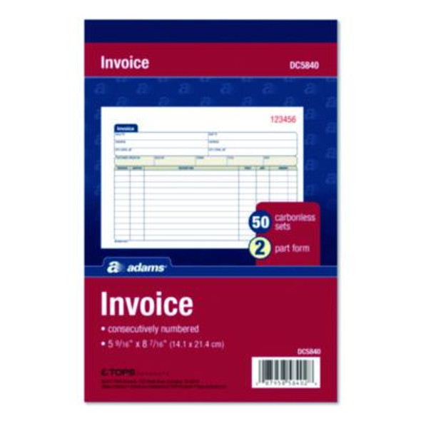 Multipart General-Purpose Invoice Pad, Two-Part Carbonless, 7.94 x 5.56, 50 Forms Total