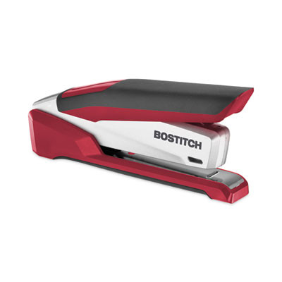 Inpower One-Finger 3-In-1 Desktop Stapler, 28-Sheet Capacity, Red/Silver