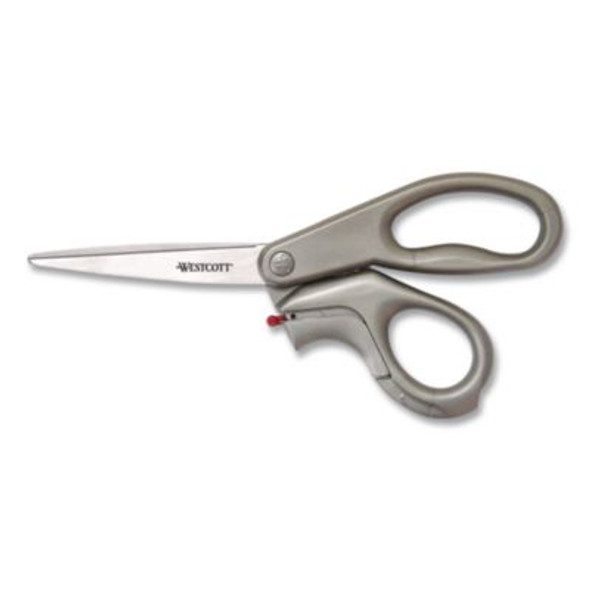 E-Z Open Box Opener Stainless Steel Shears, 8" Long, 3.25" Cut Length, Offset Gray Handle