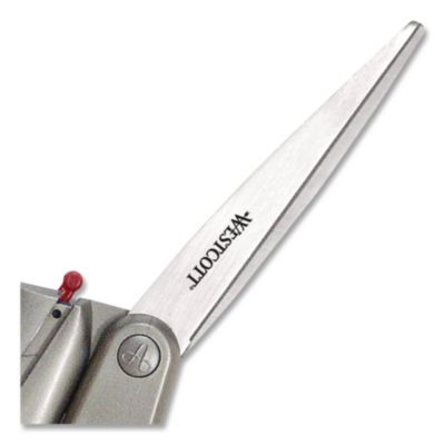 E-Z Open Box Opener Stainless Steel Shears, 8" Long, 3.25" Cut Length, Offset Gray Handle