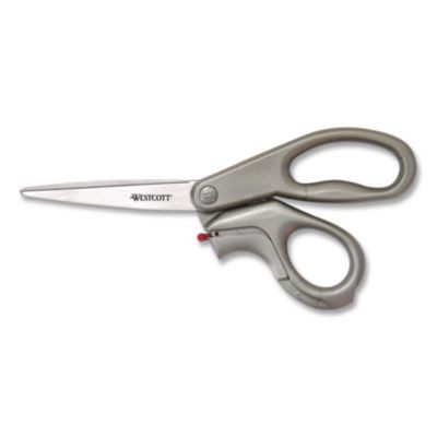 E-Z Open Box Opener Stainless Steel Shears, 8" Long, 3.25" Cut Length, Offset Gray Handle