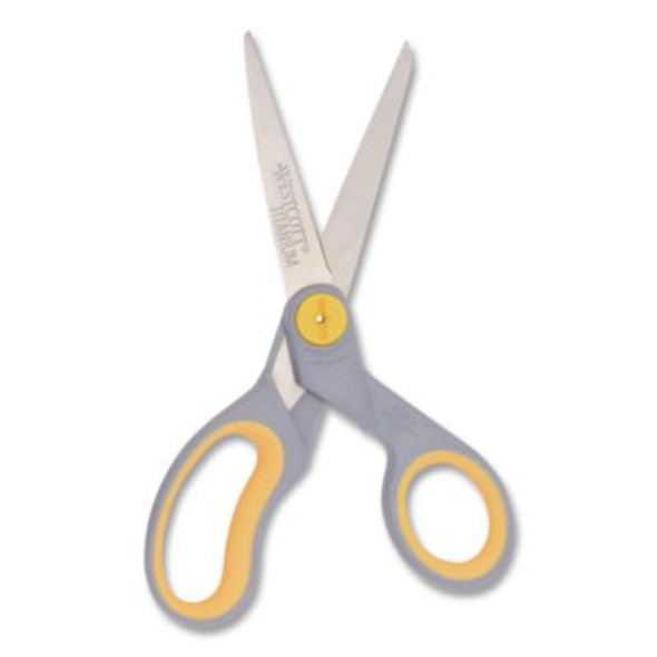 Titanium Bonded Scissors, 8" Long, 3.5" Cut Length, Straight Gray/Yellow Handle