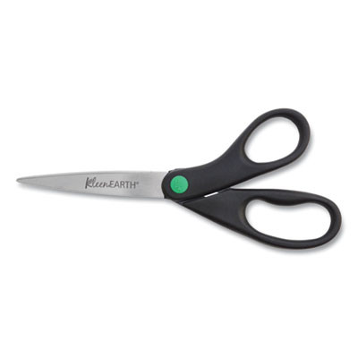 Kleenearth Scissors, 8" Long, 3.25" Cut Length, Straight Black Handle, 2/Pack