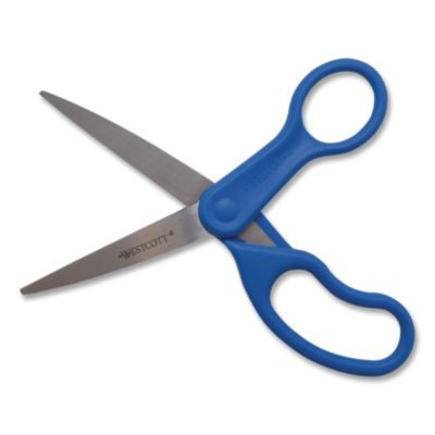 Preferred Line Stainless Steel Scissors, 8" Long, 3.5" Cut Length, Straight Blue Handle