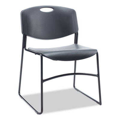 Alera Resin Stacking Chair, Supports Up To 275 Lb, 18.50" Seat Height, Black Seat, Black Back, Black Base, 4/Carton