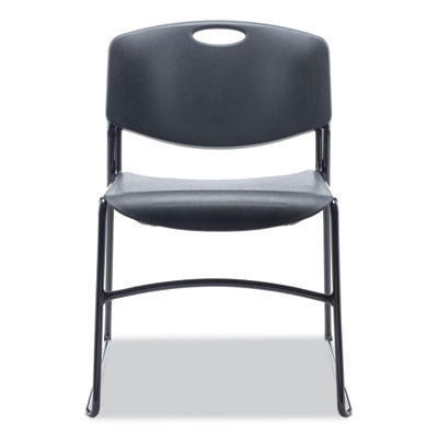 Alera Resin Stacking Chair, Supports Up To 275 Lb, 18.50" Seat Height, Black Seat, Black Back, Black Base, 4/Carton
