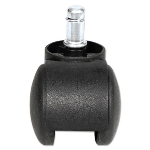 Dual Wheel Hooded Casters, Grip Ring Type B Stem, 1.5" Hard Nylon Wheel, Matte Black, 5/Set