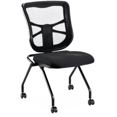 Alera Elusion Mesh Nesting Chairs, Supports Up To 275 Lb, 18.1" Seat Height, Black Seat, Black Back, Black Base, 2/Carton