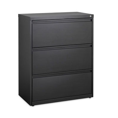 Lateral File, Three Legal/Letter/A4-Size File Drawers, 30" x 18.62" x 40.25", Black