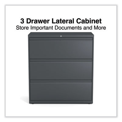 Lateral File, 3 Legal/Letter/A4/A5-Size File Drawers, Charcoal, 36" x 18.63" x 40.25"