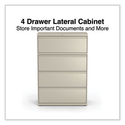 Lateral File, 4 Legal/Letter-Size File Drawers, Putty, 36" x 18.63" x 52.5"