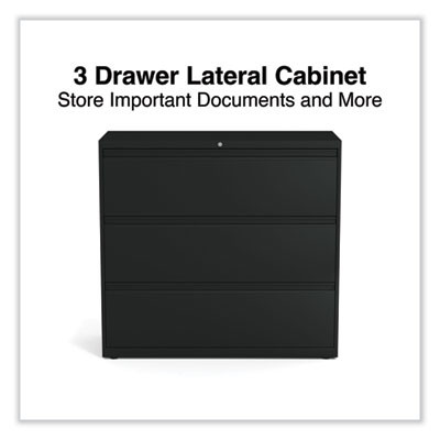 Lateral File, 3 Legal/Letter/A4/A5-Size File Drawers, Black, 42" x 18.63" x 40.25"