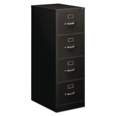 Economy Vertical File, 4 Legal-Size File Drawers, Black, 18" x 25" x 52"