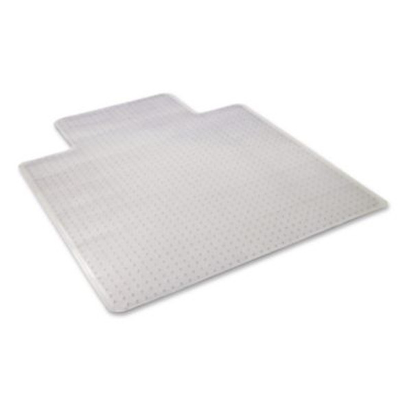Studded Chair Mat For Flat Pile Carpeted Floors, Rectangular With Wide Lip, Straight Edges, 45" x 53", Clear