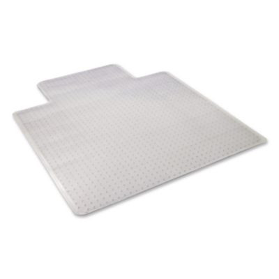 Studded Chair Mat For Flat Pile Carpeted Floors, Rectangular With Wide Lip, Straight Edges, 45" x 53", Clear