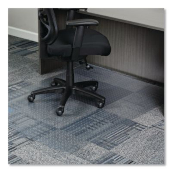 Studded Chair Mat For Flat Pile Carpeted Floors, Rectangular, Straight Edges, 46" x 60", Clear