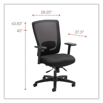 Alera Envy Series Mesh Mid-Back Multifunction Chair, Supports Up To 250 Lb, 17" To 21.5" Seat Height, Black