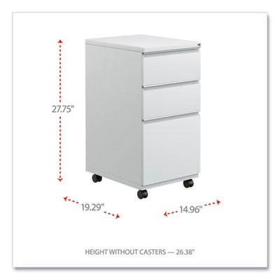 File Pedestal With Full-Length Pull, Left/Right, 3-Drawers: Box/Box/File, Legal/Letter, Light Gray, 14.96" X 19.29" X 27.75"