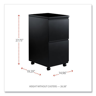 File Pedestal With Full-Length Pull, Left Or Right, 2 Legal/Letter-Size File Drawers, Black, 14.96" X 19.29" X 27.75"