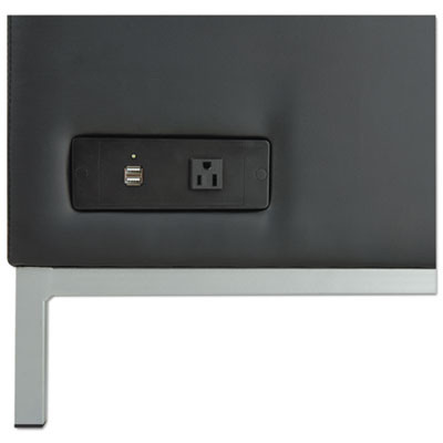 Alera Qub Series Armless L Sectional, Charging Station Center Seat, Ac Outlet, (2) Usb Ports, 26.38" x 26.38" x 30.5", Black