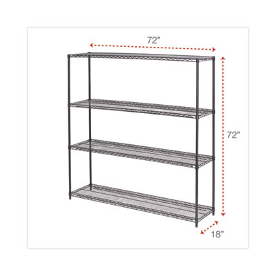 Ba Plus Wire Shelving Kit, Four-Shelf, 72w x 18d x 72h, Black Anthracite Plus