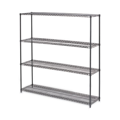Ba Plus Wire Shelving Kit, Four-Shelf, 72w x 18d x 72h, Black Anthracite Plus