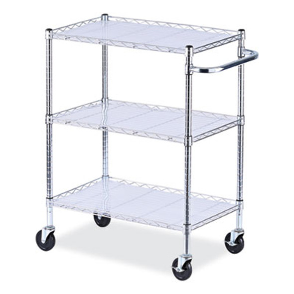 Three-Shelf Wire Cart With Liners, Metal, 3 Shelves, 600 Lb Capacity, 34.21" x 18" x 40", Silver
