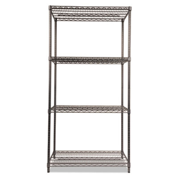 Wire Shelving Starter Kit, Four-Shelf, 36w X 24d X 72h, Black Anthracite