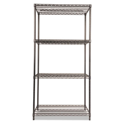 Wire Shelving Starter Kit, Four-Shelf, 36w X 24d X 72h, Black Anthracite