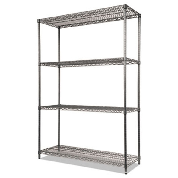 Wire Shelving Starter Kit, Four-Shelf, 48w X 18d X 72h, Black Anthracite